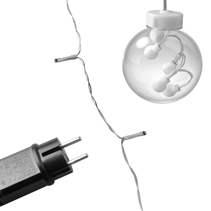 LED zavesa WISH BALLS 108xLED/8 funkcija 4,5 m topla bela