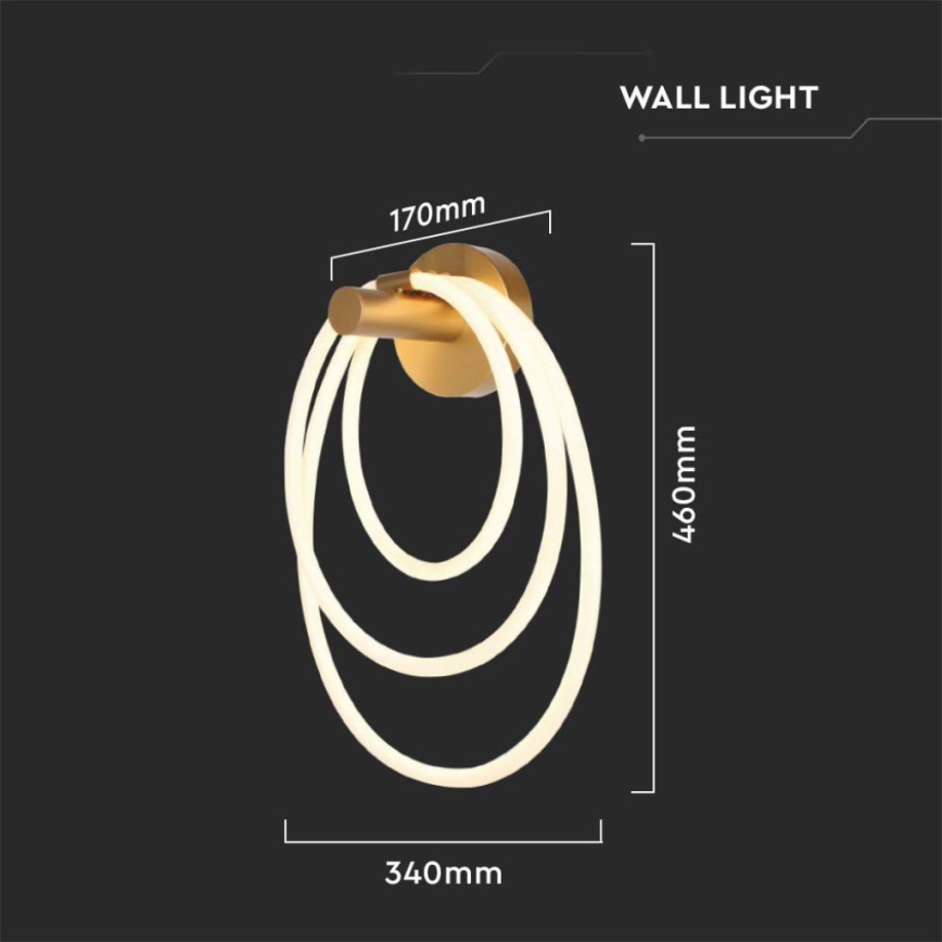 LED zidna lampa LED/37W/230V 3000K zlatna