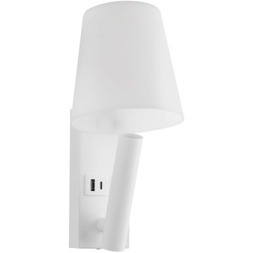 LED zidna lampa sa USB portom LED/2W/230V 3000K bela