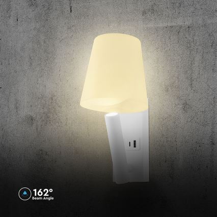 LED zidna lampa sa USB portom LED/2W/230V 3000K bela