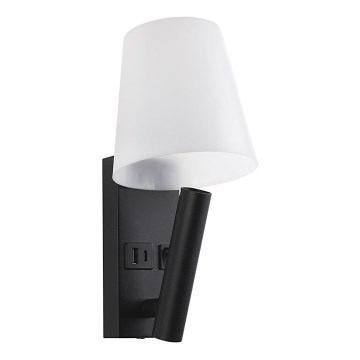 LED zidna lampa sa USB priključkom LED/2W/230V 3000K crna/bela