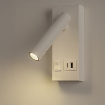 LED zidna reflektorska svetiljka sa USB priključkom za punjenje LED/2W/230V, bela