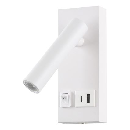 LED zidna reflektorska svetiljka sa USB priključkom za punjenje LED/2W/230V, bela
