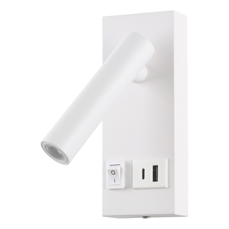 LED zidna reflektorska svetiljka sa USB priključkom za punjenje LED/2W/230V, bela