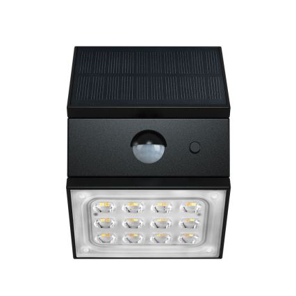 LED zidno solarno svetlo sa senzorom LED/2,5W/3,7V 3000/4000/6000K IP65 1200 mAh crna