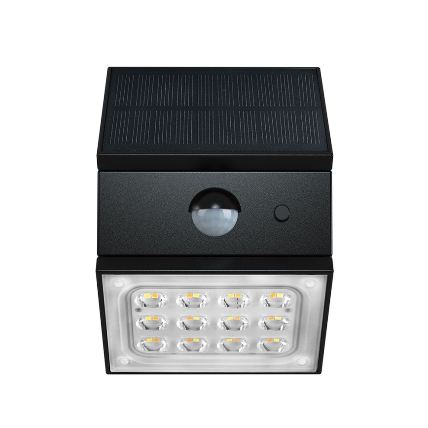 LED zidno solarno svetlo sa senzorom LED/2,5W/3,7V 3000/4000/6000K IP65 1200 mAh crna