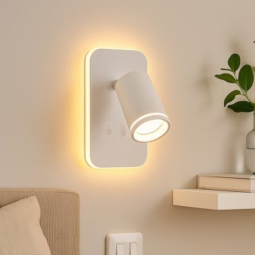 LED zidna spot lampa PIPE 1xGU10/10W/230V + LED/6W bela