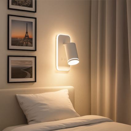LED zidna spot lampa PIPE 1xGU10/10W/230V + LED/6W bela