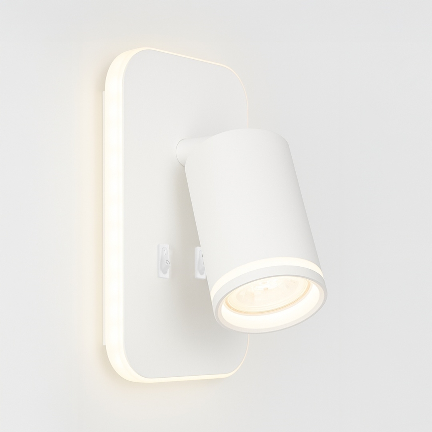LED zidna spot lampa PIPE 1xGU10/10W/230V + LED/6W bela