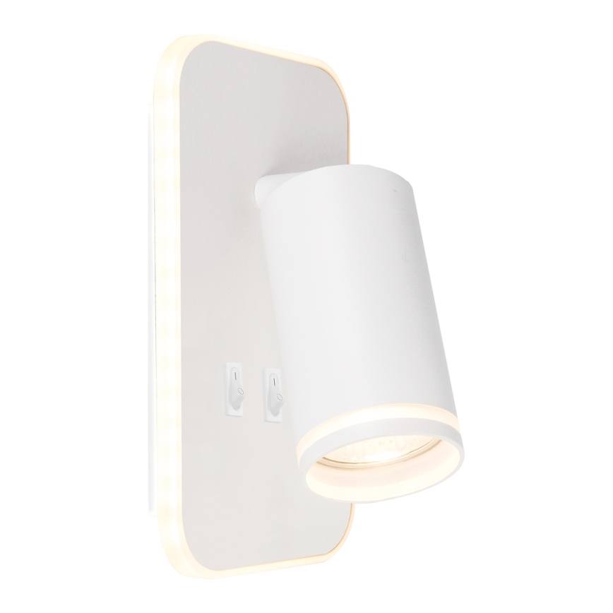 LED zidna spot lampa PIPE 1xGU10/10W/230V + LED/6W bela
