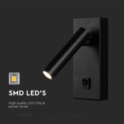 LED zidna spot svetiljka LED/2W/230V 4000K crna