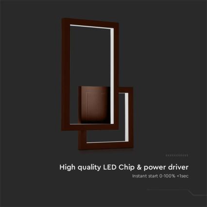 LED zidna svetiljka LED/20W/230V 3000K braon