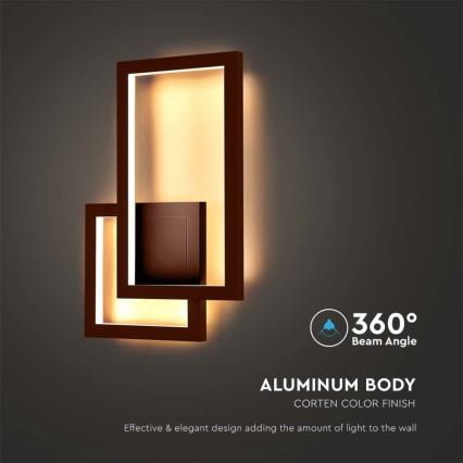 LED zidna svetiljka LED/20W/230V 3000K braon