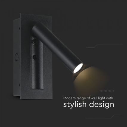 LED zidni reflektor LED/2W/230V 3000K crni