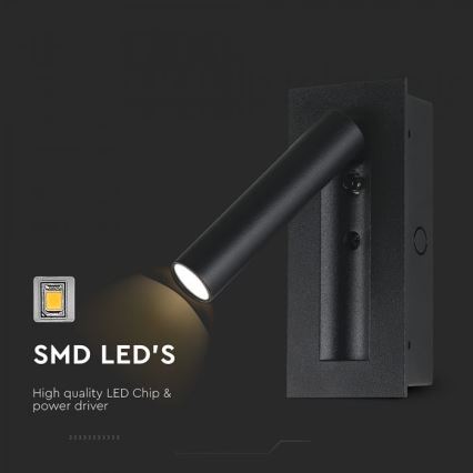 LED zidni reflektor LED/2W/230V 3000K crni