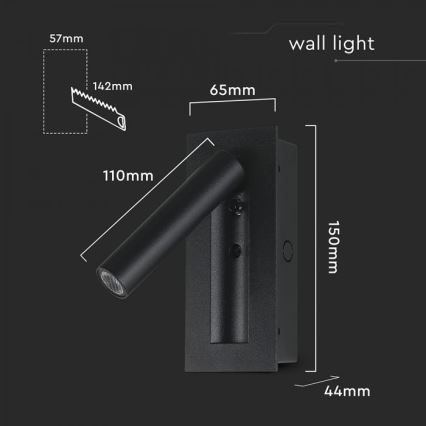 LED zidni reflektor LED/2W/230V 3000K crni