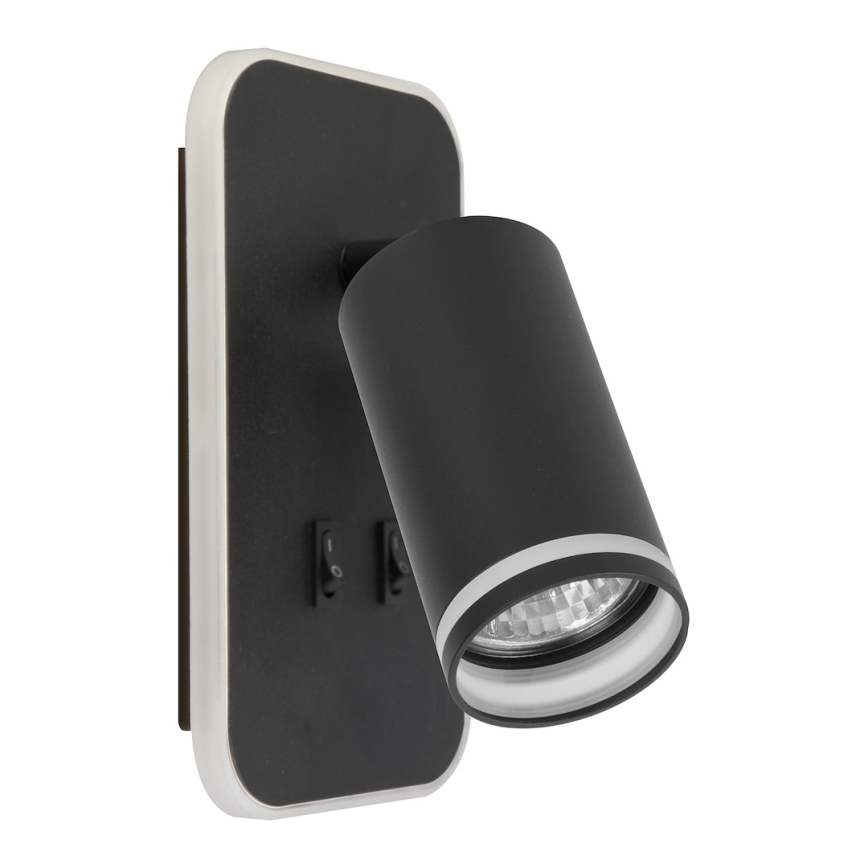 LED zidni spot PIPE 1xGU10/10W/230V + LED/6W crna