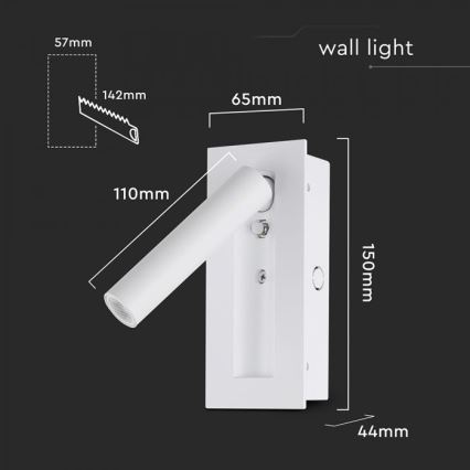 LED zidno reflektorsko svetlo LED/2W/230V 3000K belo