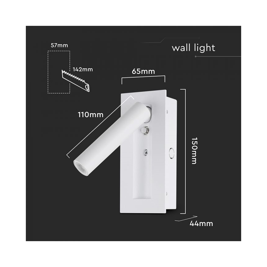 LED zidno reflektorsko svetlo LED/2W/230V 3000K belo