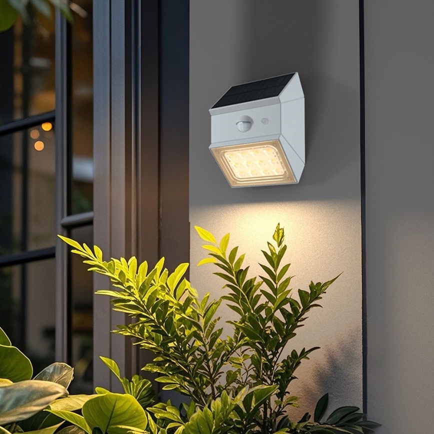 LED solarno zidno svetlo sa senzorom LED/2,5W/3,7V 3000/4000/6000K IP65 1200 mAh bela