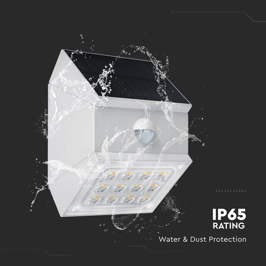 LED solarno zidno svetlo sa senzorom LED/2,5W/3,7V 3000/4000/6000K IP65 1200 mAh bela