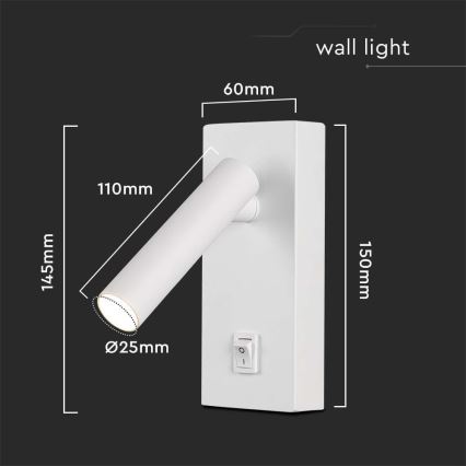 LED zidno spot svetlo LED/2W/230V 4000K bela