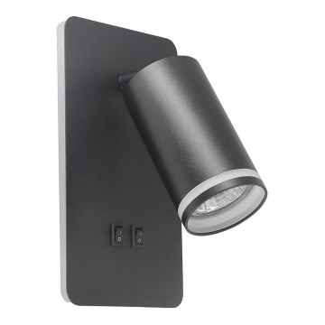 LED zidno spot svetlo PARIS 1xGU10/10W/230V + LED/6W/230V crna