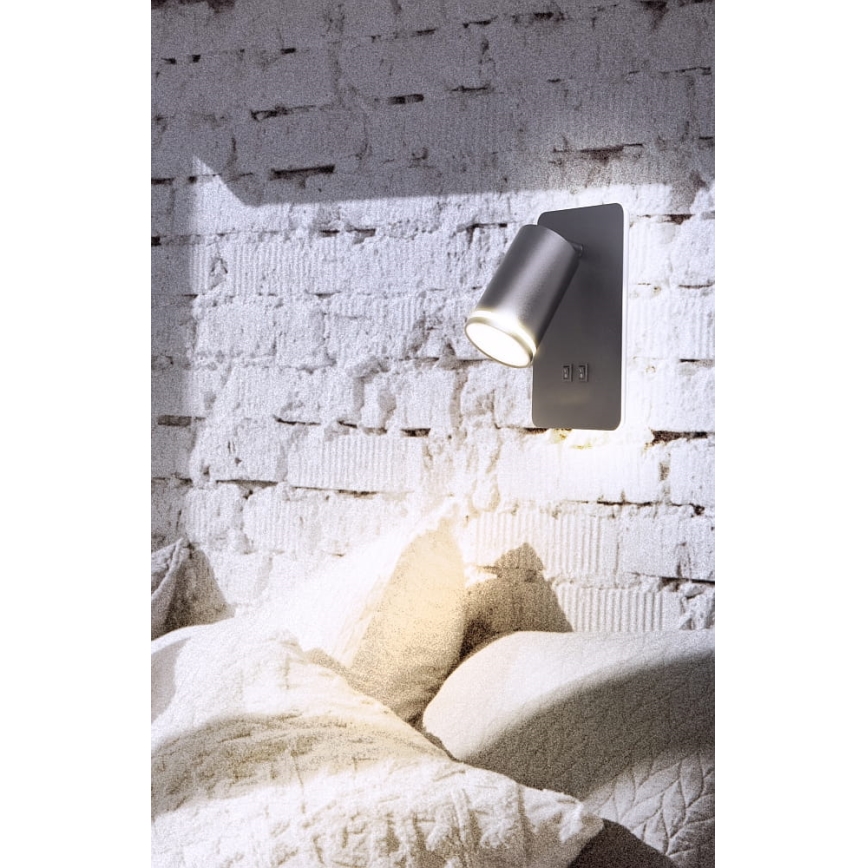 LED zidno spot svetlo PARIS 1xGU10/10W/230V + LED/6W/230V crna