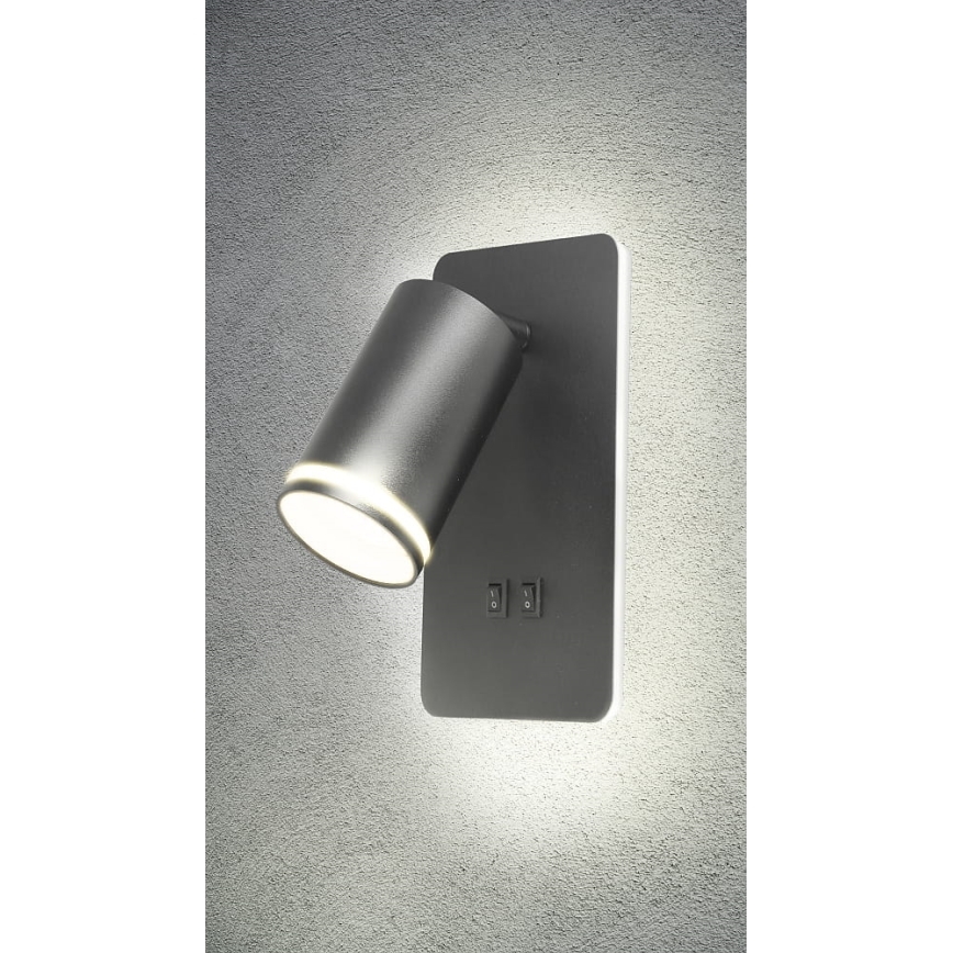 LED zidno spot svetlo PARIS 1xGU10/10W/230V + LED/6W/230V crna