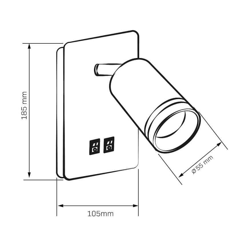 LED zidno spot svetlo PARIS 1xGU10/10W/230V + LED/6W/230V crna