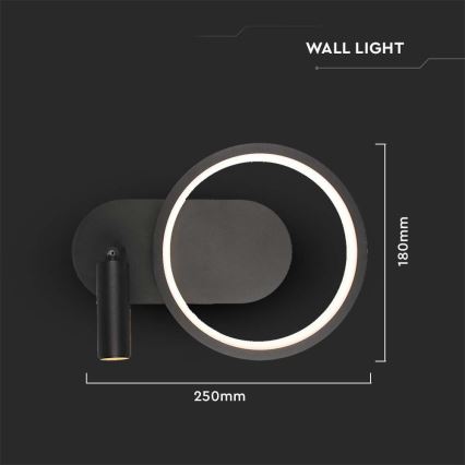 LED zidno svetlo LED/14W/230V 3000K crno