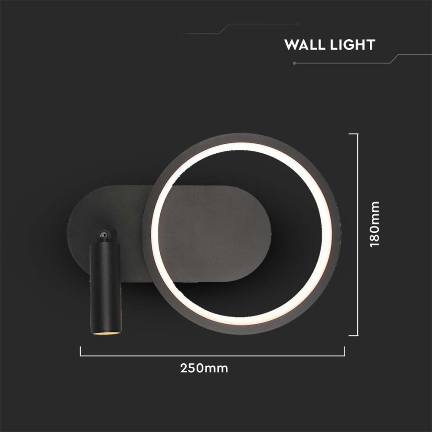 LED zidno svetlo LED/14W/230V 3000K crno