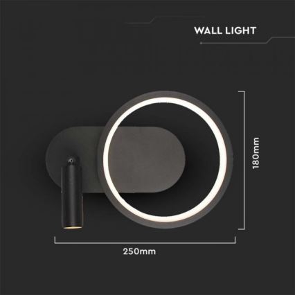 LED zidno svetlo LED/14W/230V 4000K crno