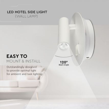 LED zidno svetlo LED/3W/230V + LED/6W/230V 3000K bela