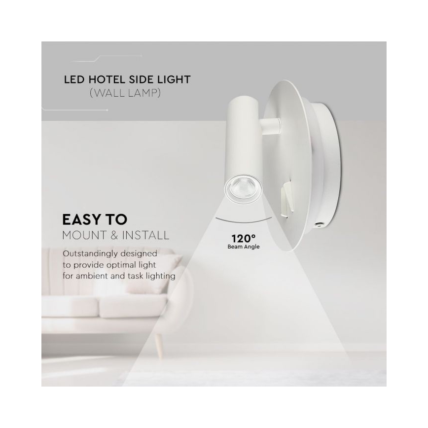 LED zidno svetlo LED/3W/230V + LED/6W/230V 3000K bela