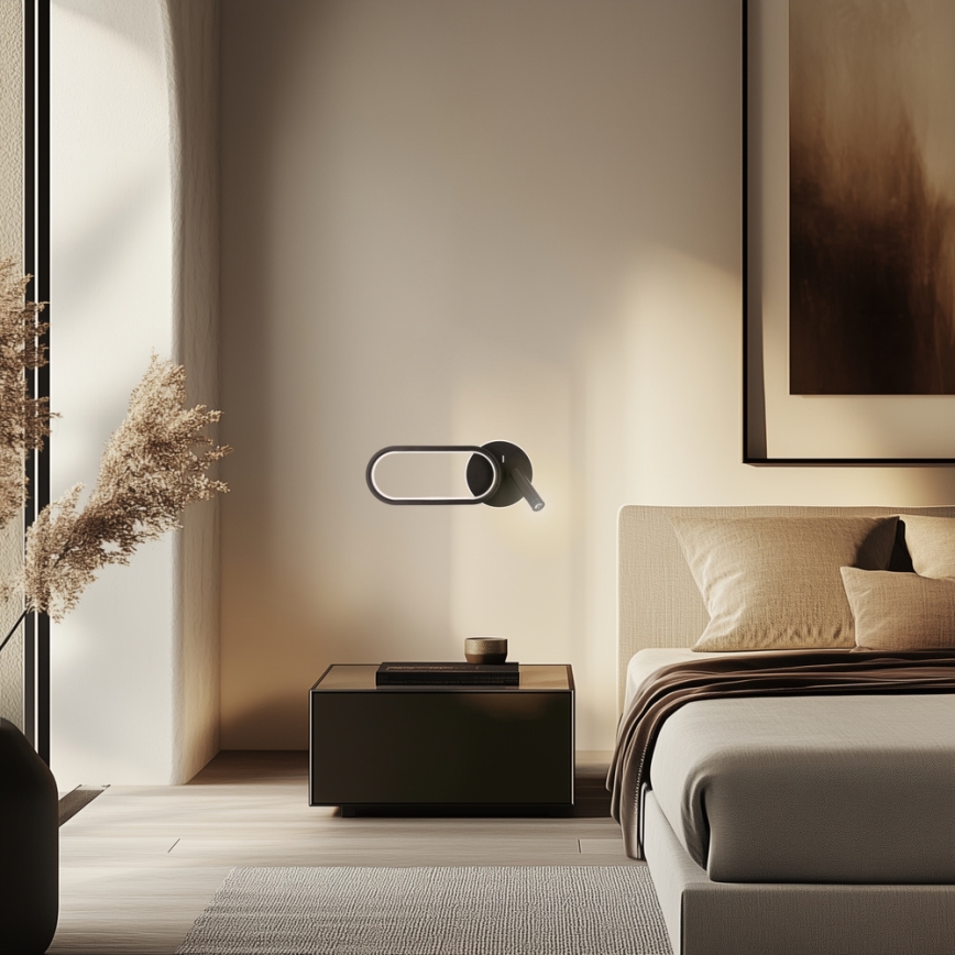 LED zidno svetlo MONET LED/13W/230V + LED/2W 3000/4000/6000K crna