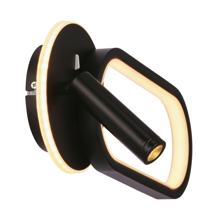 LED zidno svetlo MONET LED/13W/230V + LED/2W 3000/4000/6000K crna