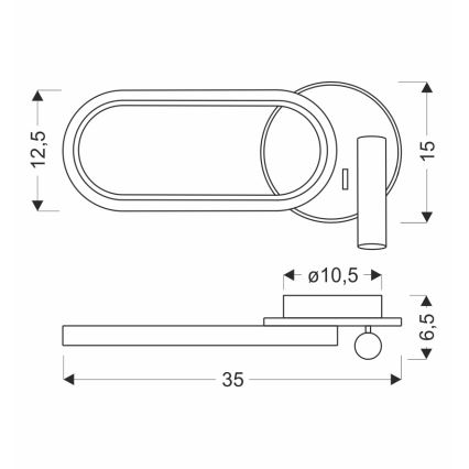 LED zidno svetlo MONET LED/13W/230V + LED/2W 3000/4000/6000K crna