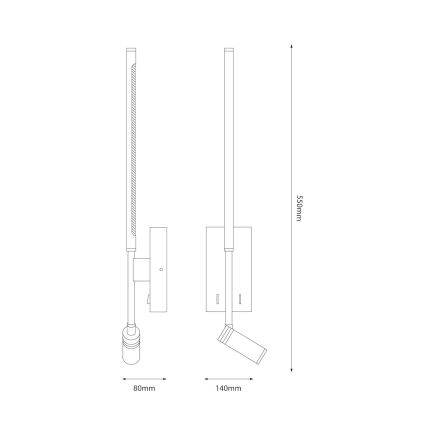 LED zidno svetlo TORCH LED/6W/230V + LED/3W belo