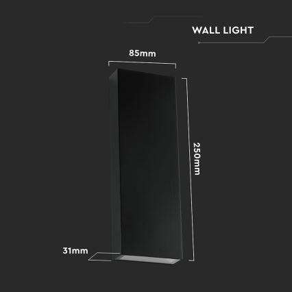 LED zidno svetlo za spoljašnju upotrebu LED/8W/230V 4000K IP65 crno