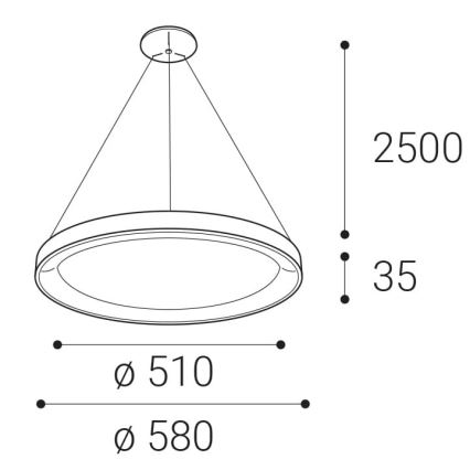 LED2 - LED luster na sajli BELLA LED/48W/230V 3000K/4000K bela