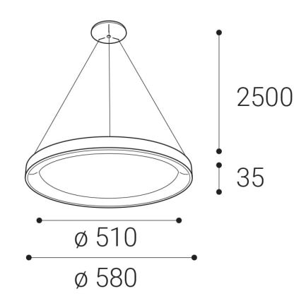 LED2 - LED luster na sajli BELLA LED/48W/230V 3000K/4000K crna