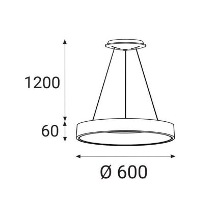 LED2 - LED luster na sajli BELLA LED/50W/230V 3000K, prečnik 60 cm, beo