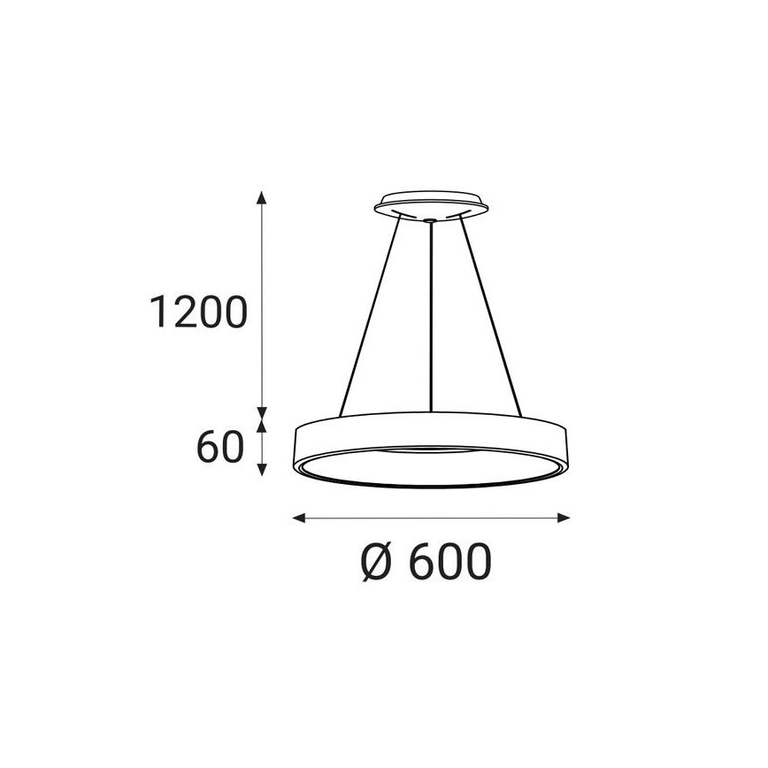 LED2 - LED luster na sajli BELLA LED/50W/230V 3000K, prečnik 60 cm, beo