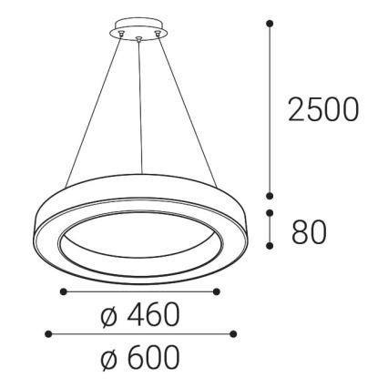LED2 - LED prigušiva luster na sajli SATURN LED/50W/230V 3000K/4000K bela