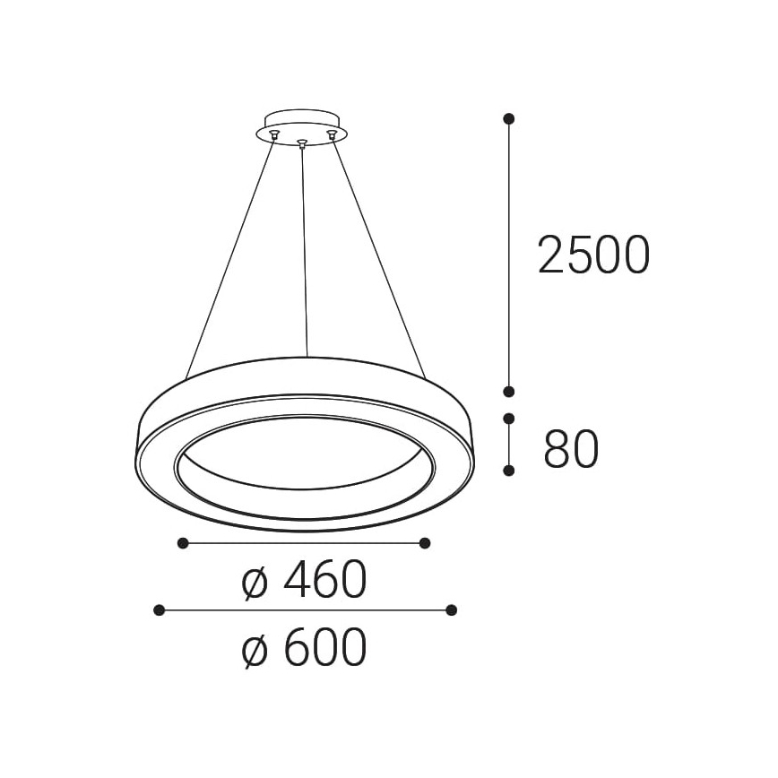 LED2 - LED prigušiva luster na sajli SATURN LED/50W/230V 3000K/4000K bela