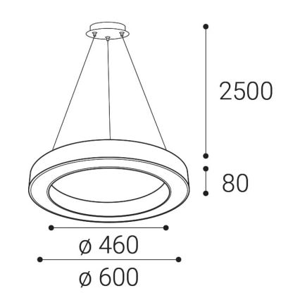 LED2 - LED prigušiva luster na sajli SATURN LED/50W/230V 3000K/4000K crna