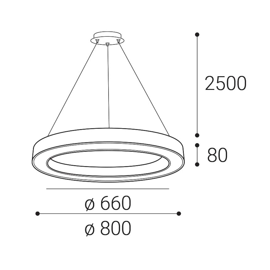 LED2 - LED prigušiva luster na sajli SATURN LED/60W/230V 3000K/4000K bela