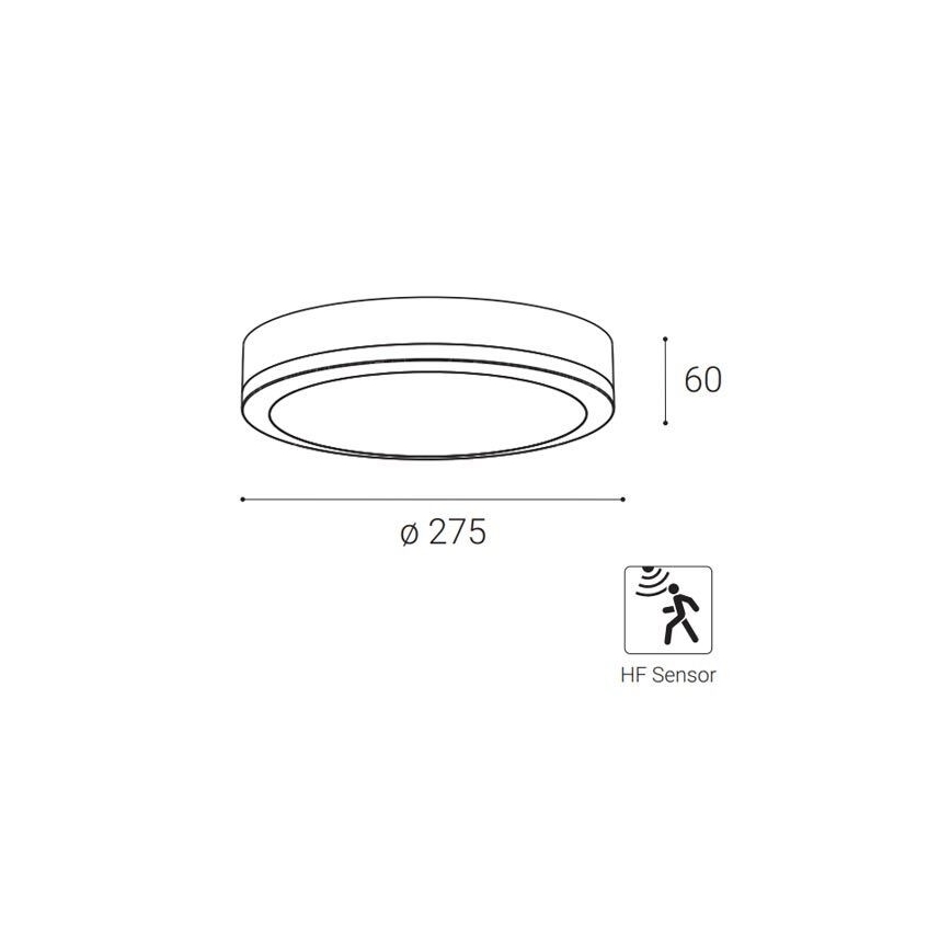 LED2 - LED spoljašnje plafonsko svetlo sa senzorom KERY LED/18W/230V IP65 crna