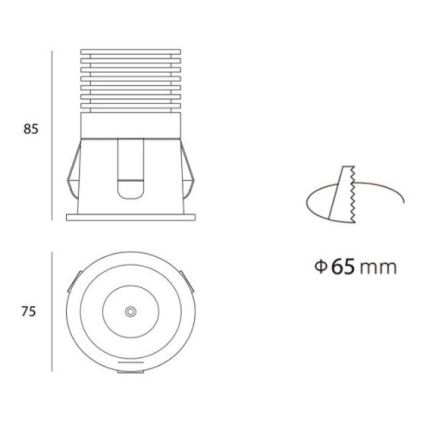 LED2 - LED ugradna spot svetiljka RAY LED/10W/230V bela IP44